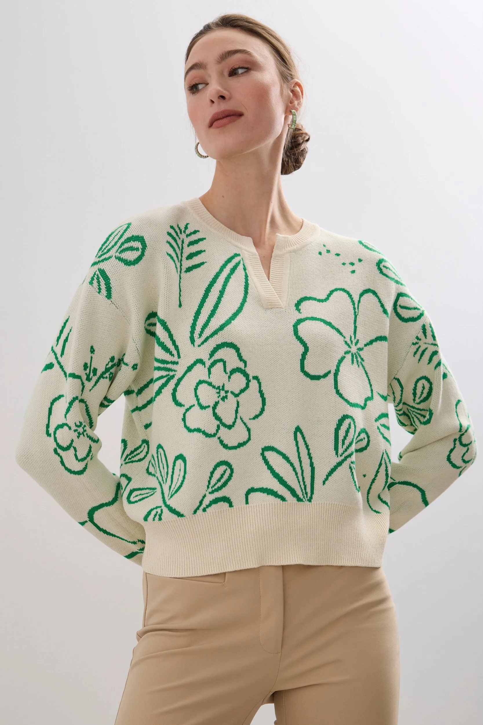 Floral jacquard sweater sold by Tristan Style