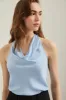 Sleeveless top with draped col sold by Tristan Style