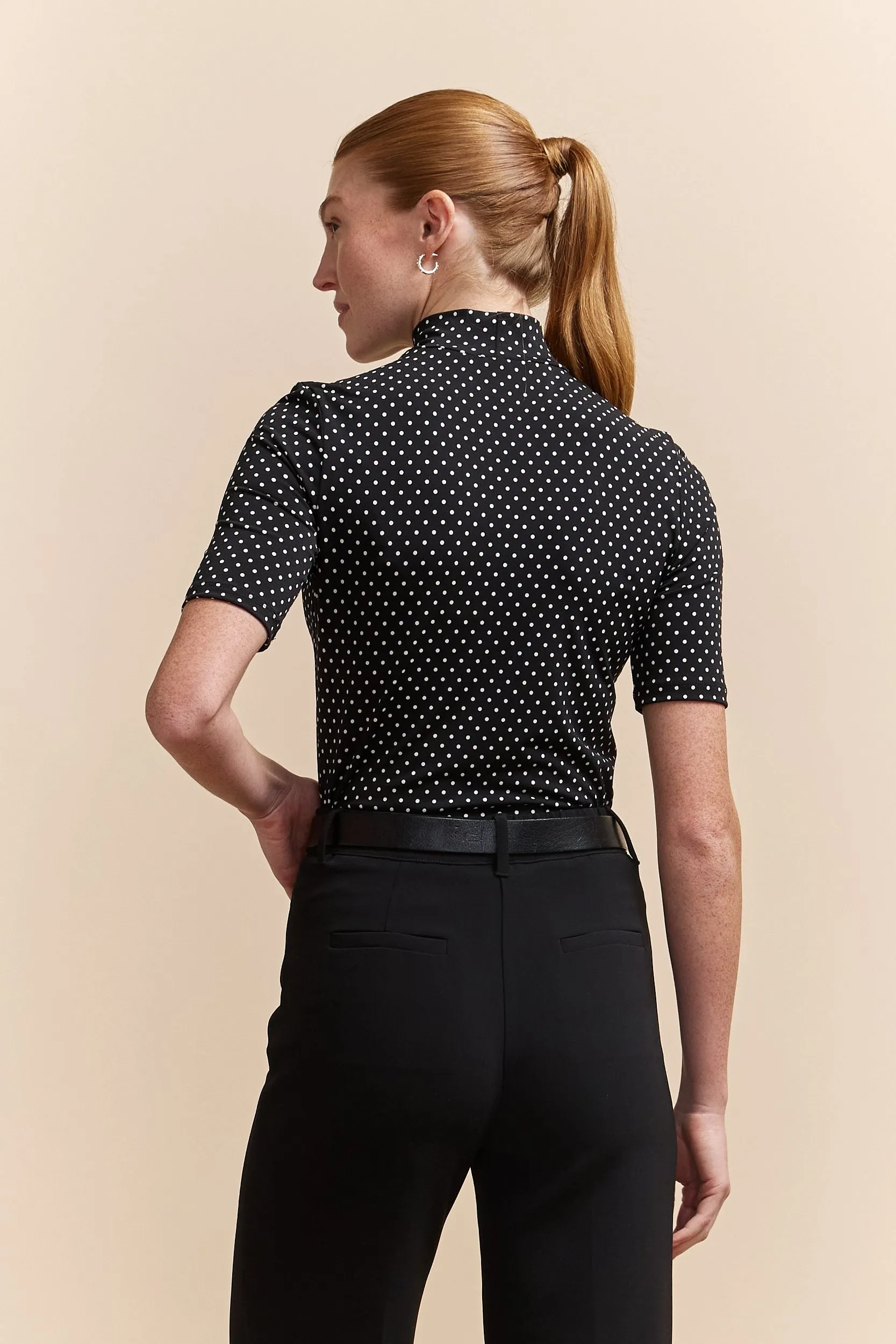 Polka-dot mock neck t-shirt sold by Tristan Style product image thumbnail 2