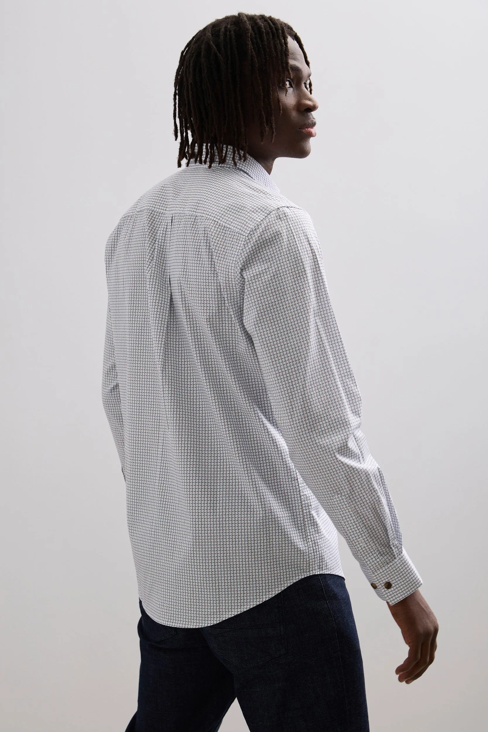 Micro Pattern Print Fitted Shirt sold by Tristan Style product image thumbnail 2