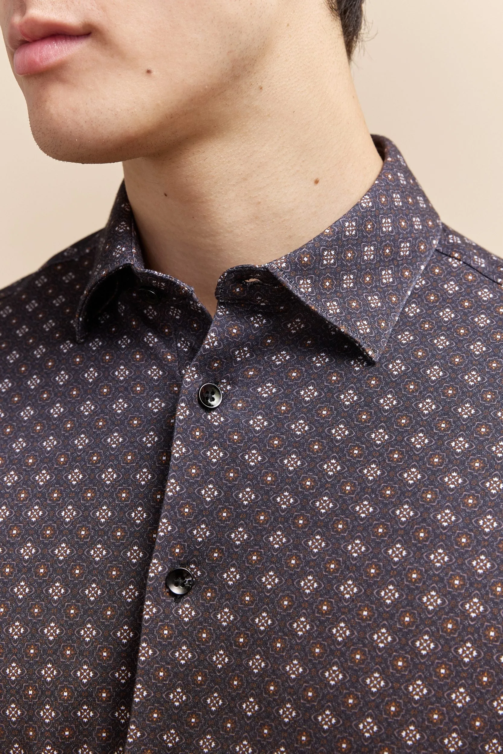 Extra-Fitted Micro Pattern Jersey Shirt sold by Tristan Style product image thumbnail 4