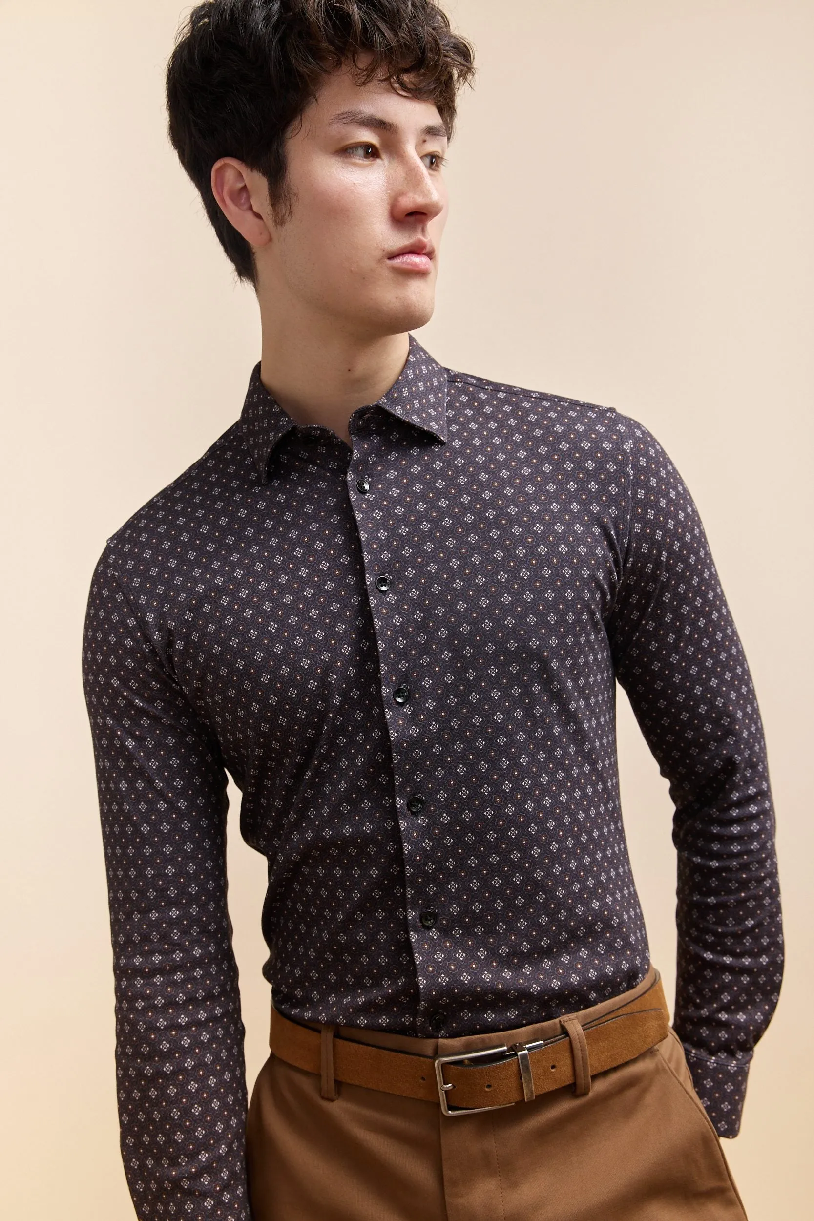Extra-Fitted Micro Pattern Jersey Shirt sold by Tristan Style product image thumbnail 3