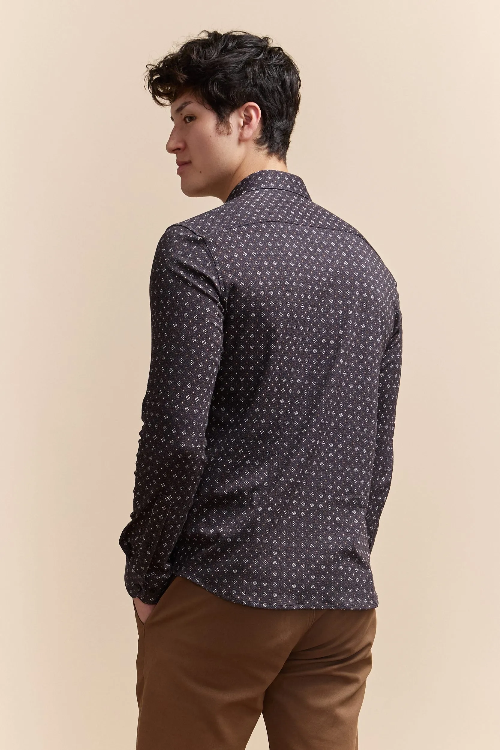 Extra-Fitted Micro Pattern Jersey Shirt sold by Tristan Style product image thumbnail 2