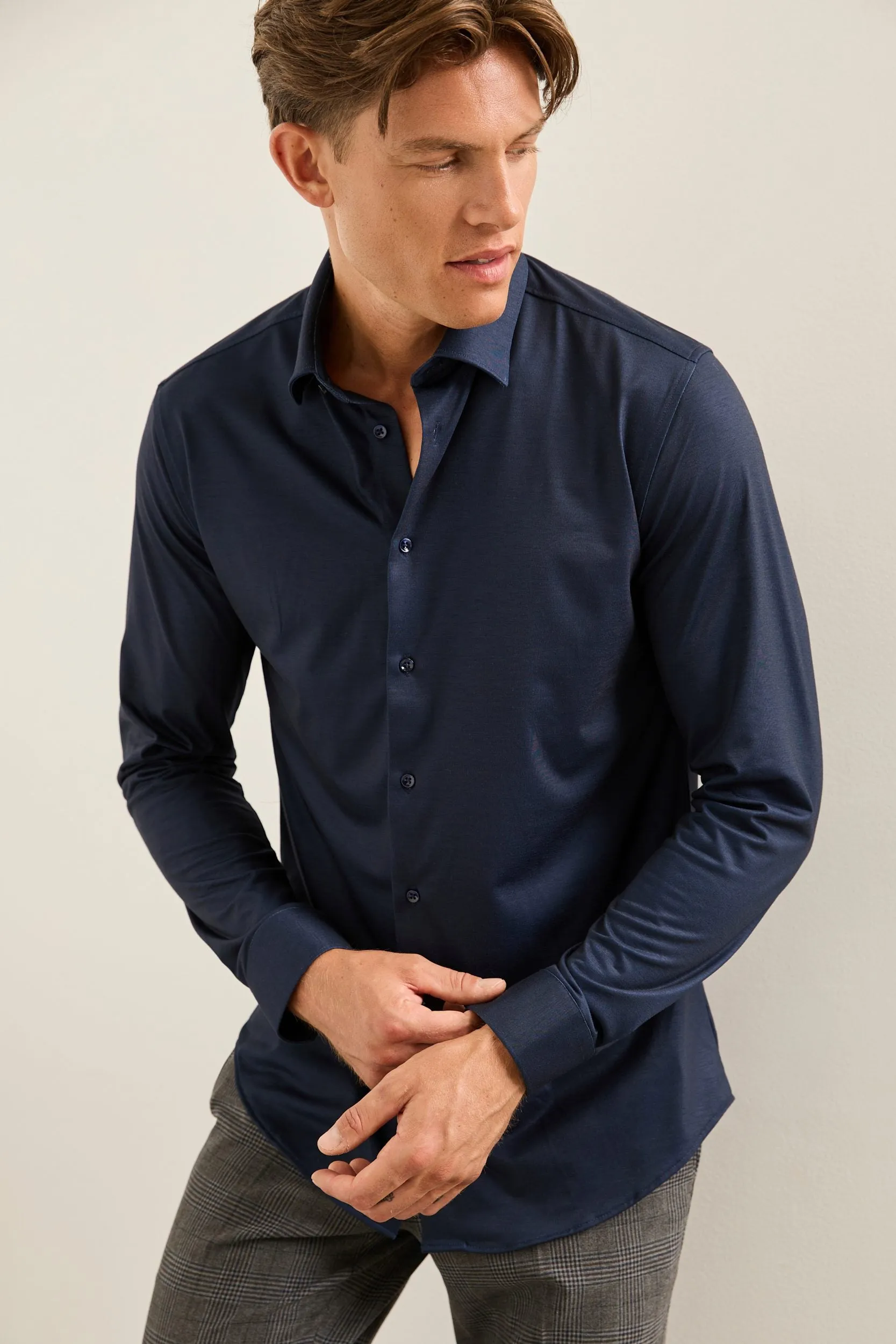 Extra-Fitted Solid Jersey Shirt sold by Tristan Style product image thumbnail 4