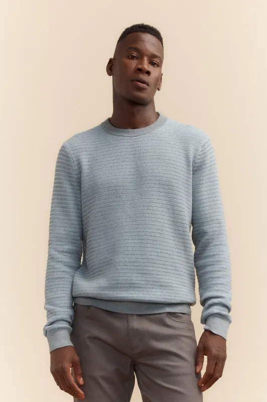 Two Tone Textured Crew Neck Sweater sold by Tristan Style