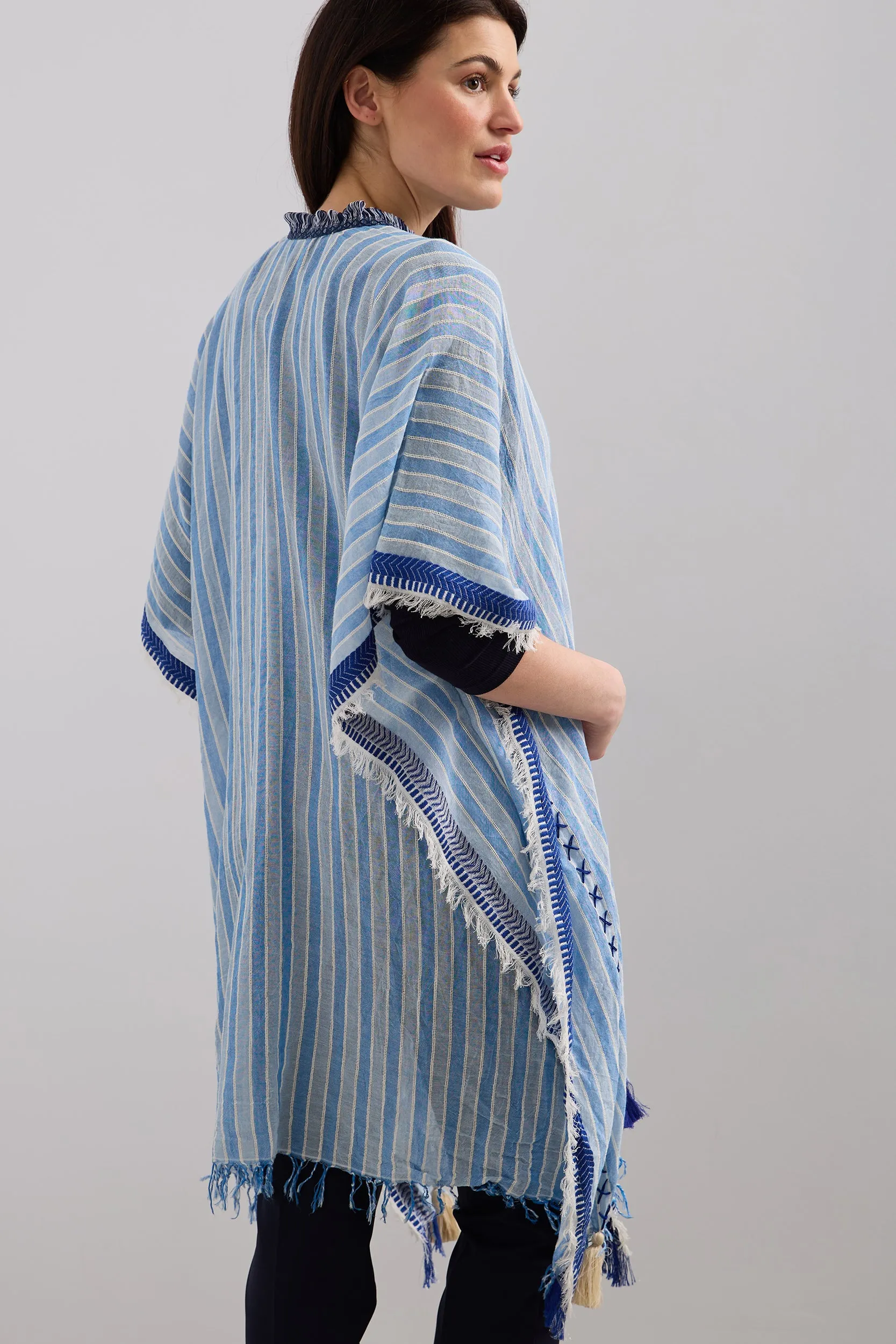 Striped cape with fringes sold by Tristan Style product image thumbnail 5