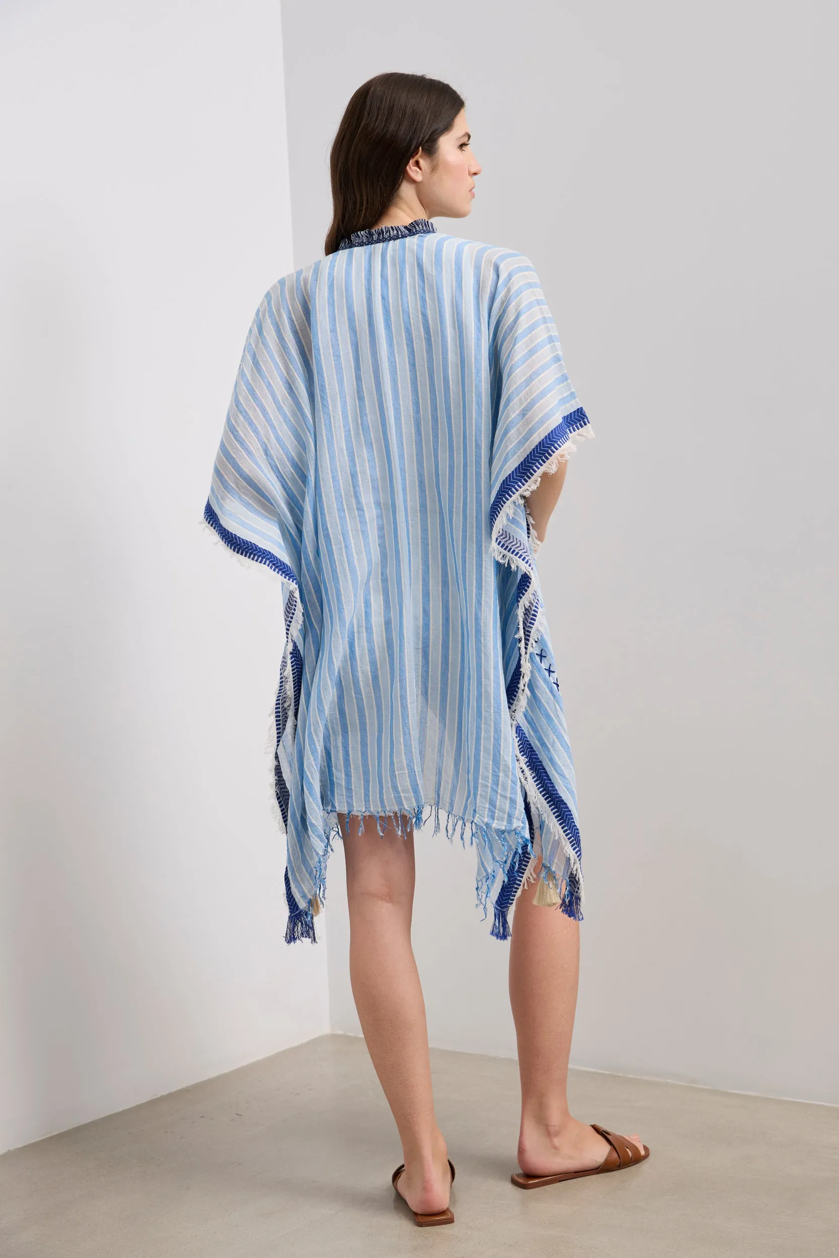 Striped cape with fringes sold by Tristan Style product image thumbnail 2