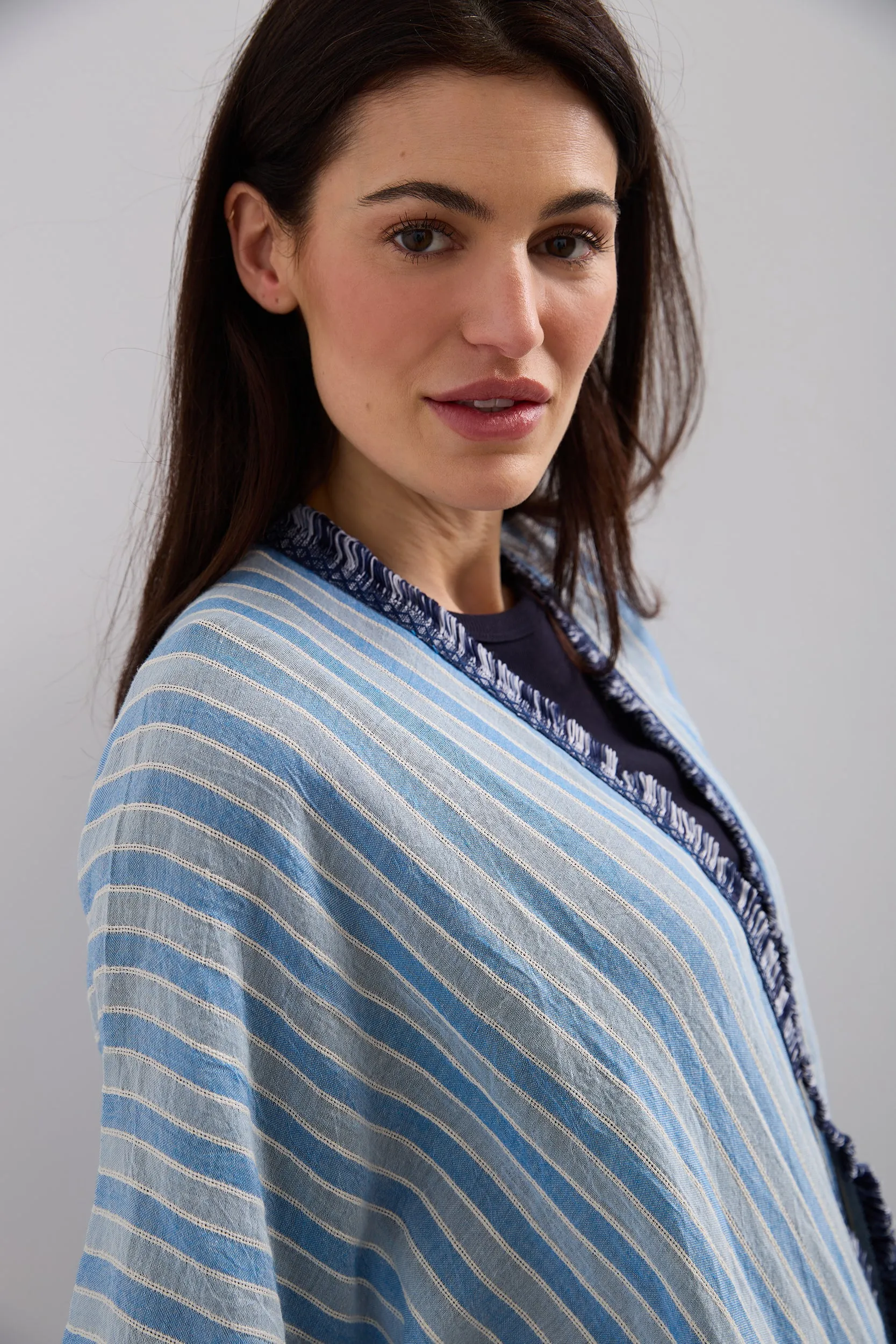 Striped cape with fringes sold by Tristan Style product image thumbnail 4