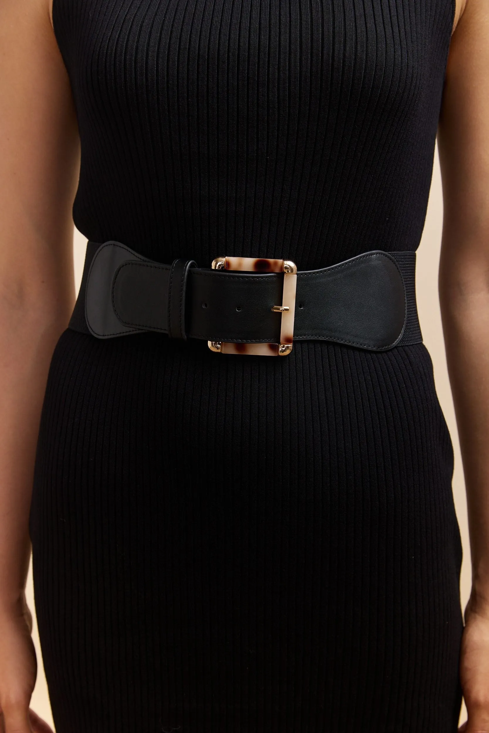 Elastic belt with tortoise buckle sold by Tristan Style product image thumbnail 2