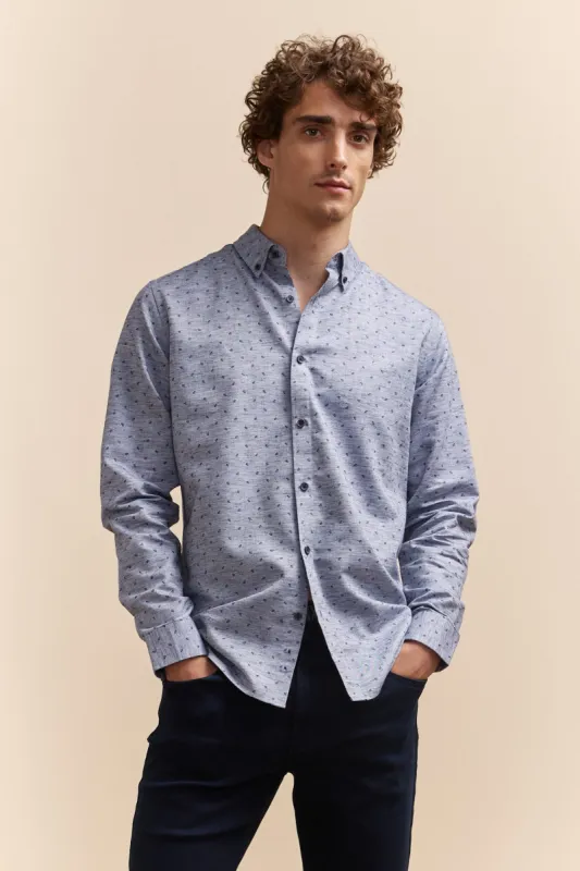 Micro pattern Semi-fitted slub shirt sold by Tristan Style