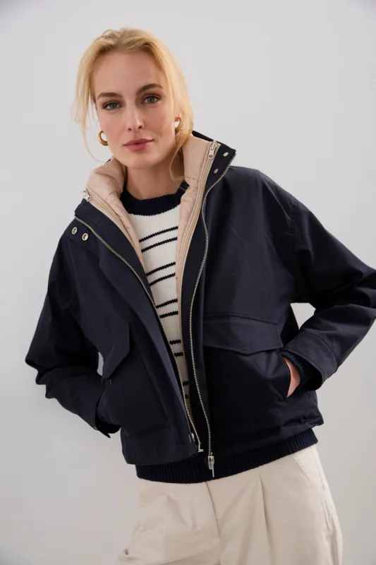 Quilted cropped coat sold by Tristan Style