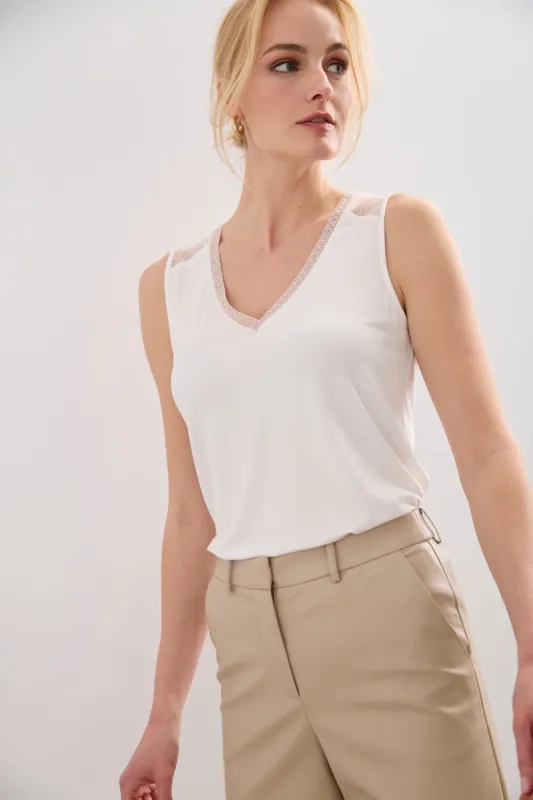 Sleeveless top with lace yoke sold by Tristan Style