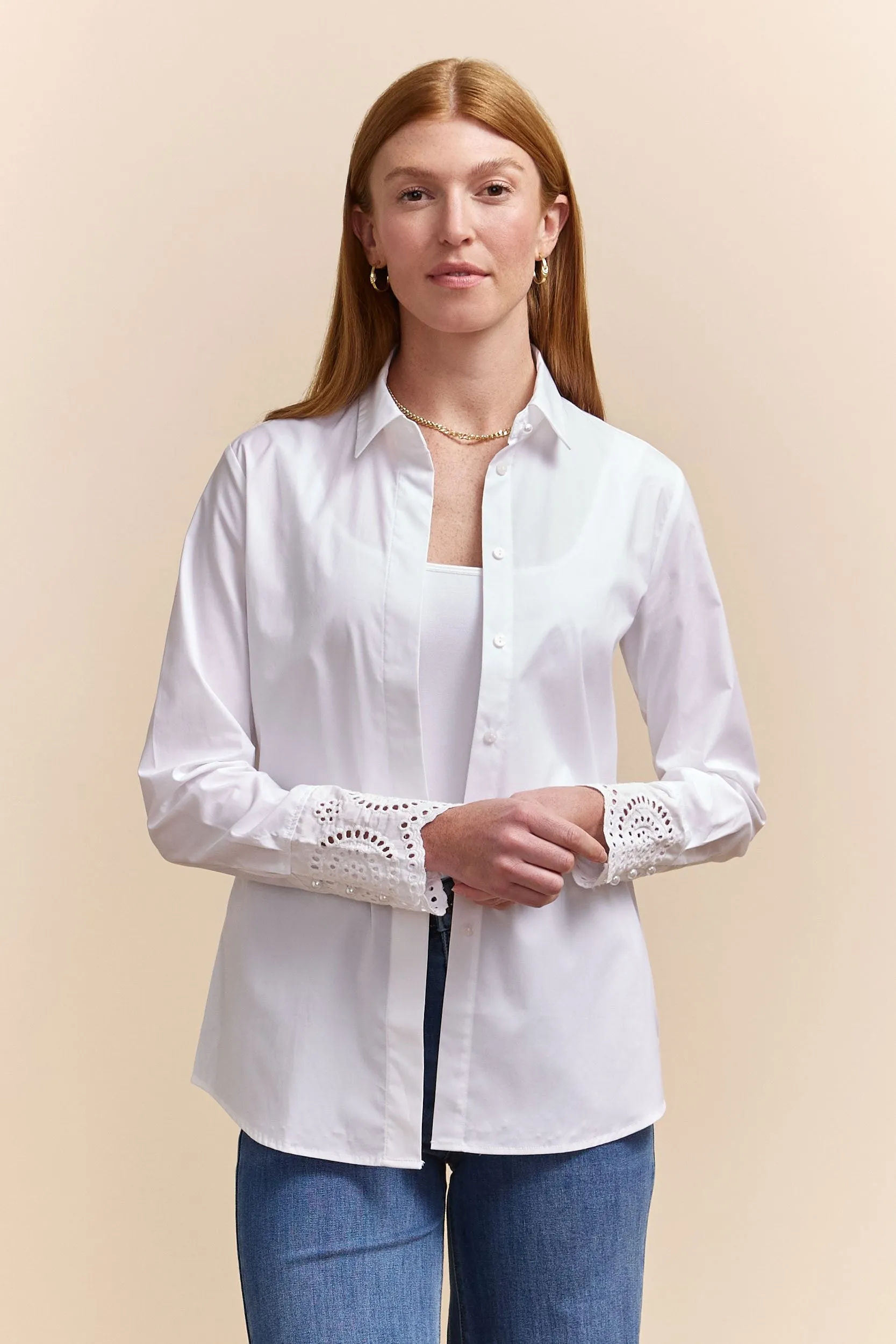 Semi-fitted shirt with embroidery sold by Tristan Style