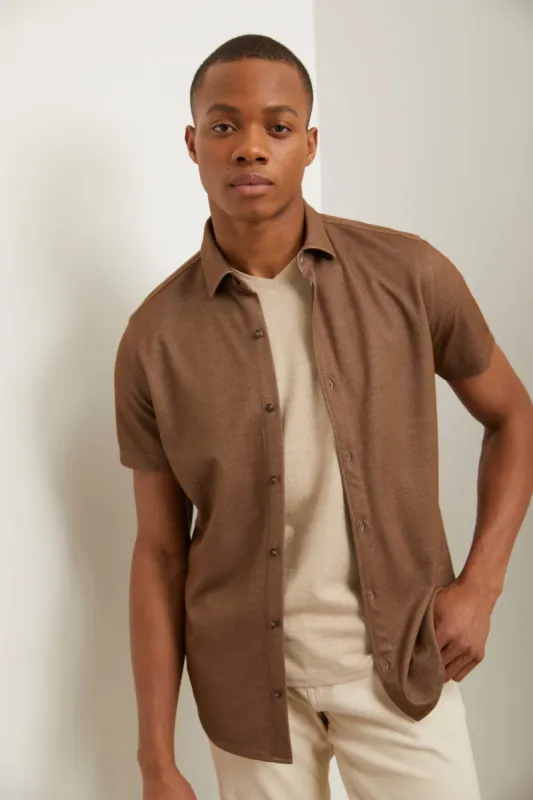 Two tone pique shirt sold by Tristan Style