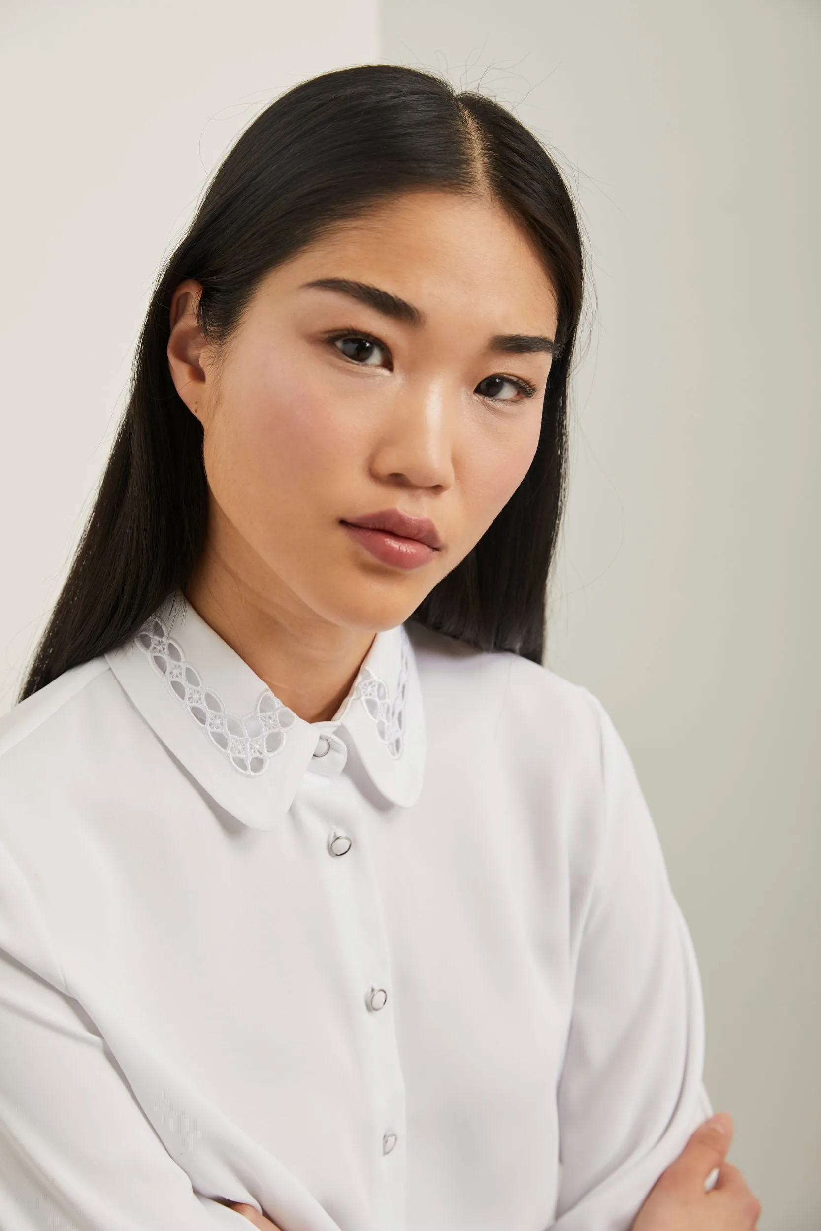 Regular blouse with lace insertions sold by Tristan Style