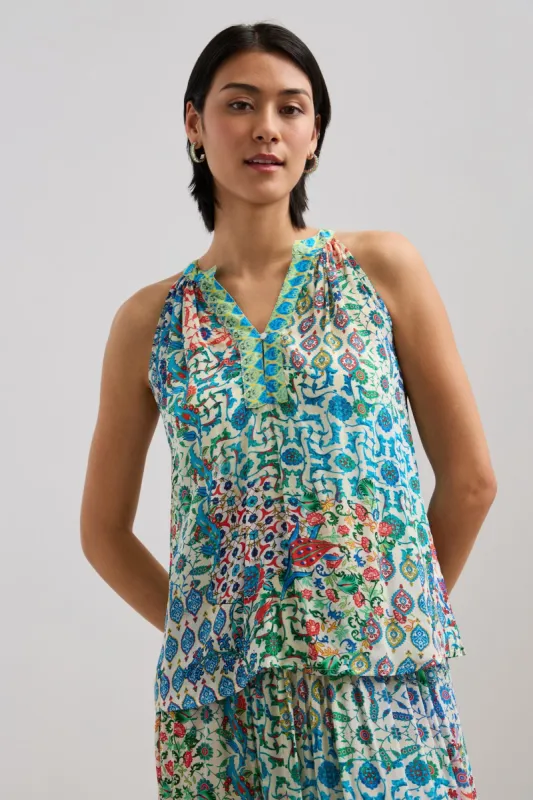Printed halter top sold by Tristan Style