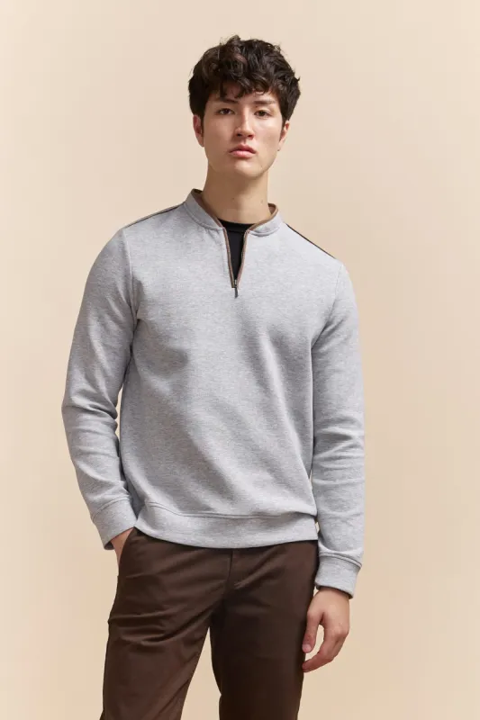 Zip crew neck collar long sleeves t-shirt sold by Tristan Style