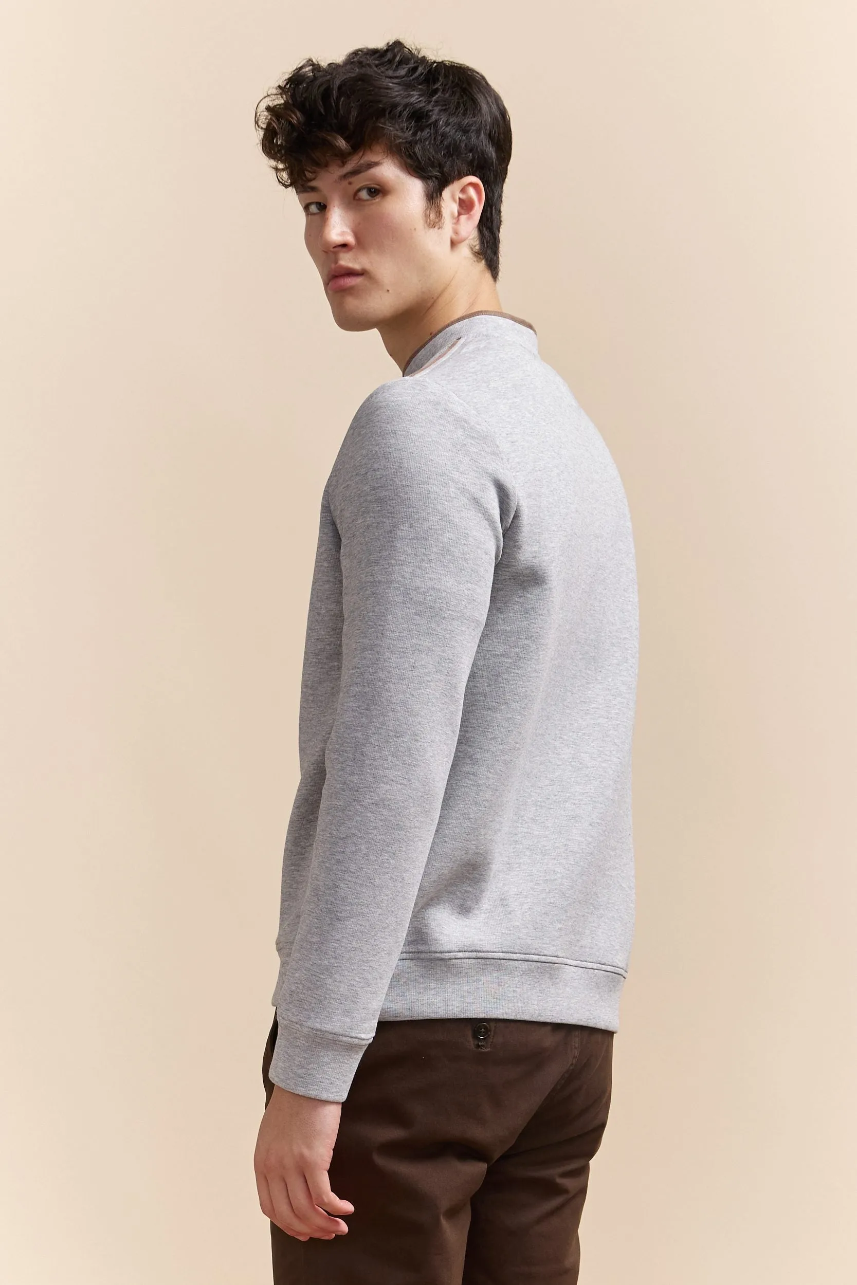 Zip crew neck collar long sleeves t-shirt sold by Tristan Style product image thumbnail 2