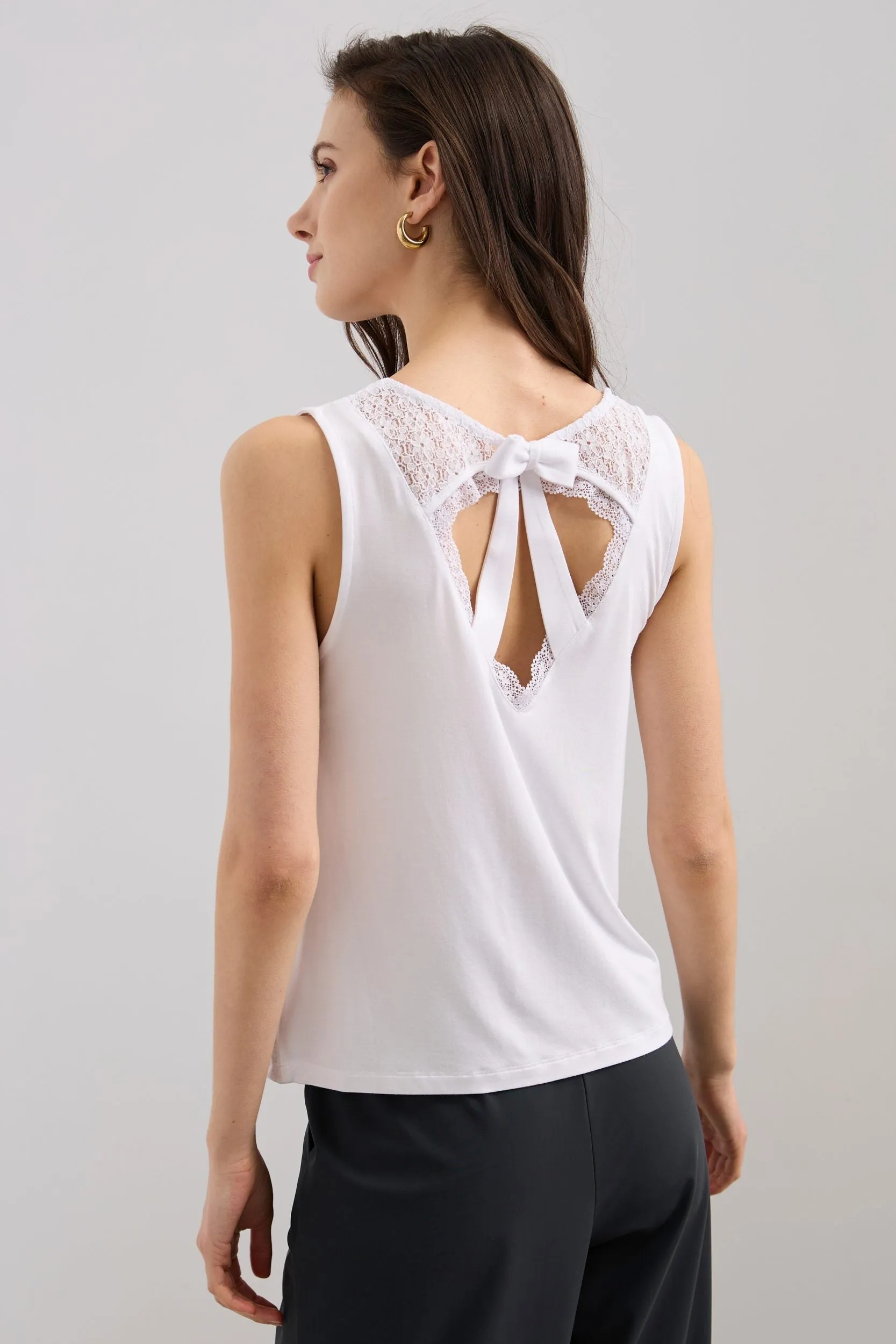 Sleeveless top with back bow and lace details sold by Tristan Style product image thumbnail 2
