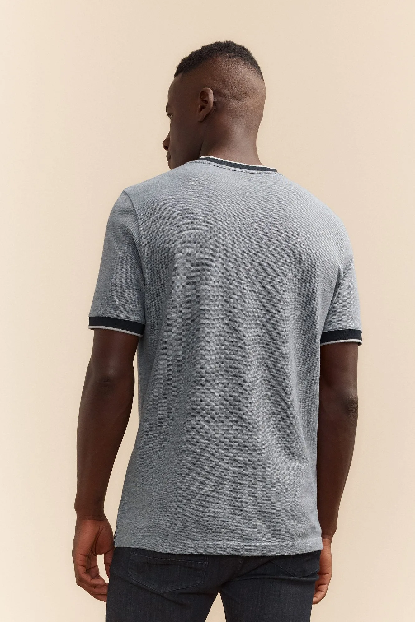 Piqué-knit collar T-shirt sold by Tristan Style product image thumbnail 2