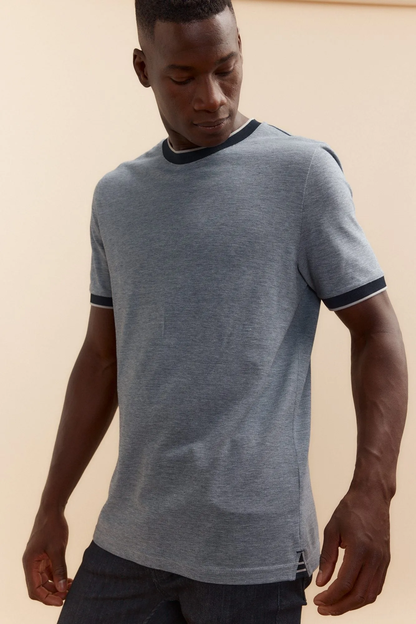 Piqué-knit collar T-shirt sold by Tristan Style product image thumbnail 3