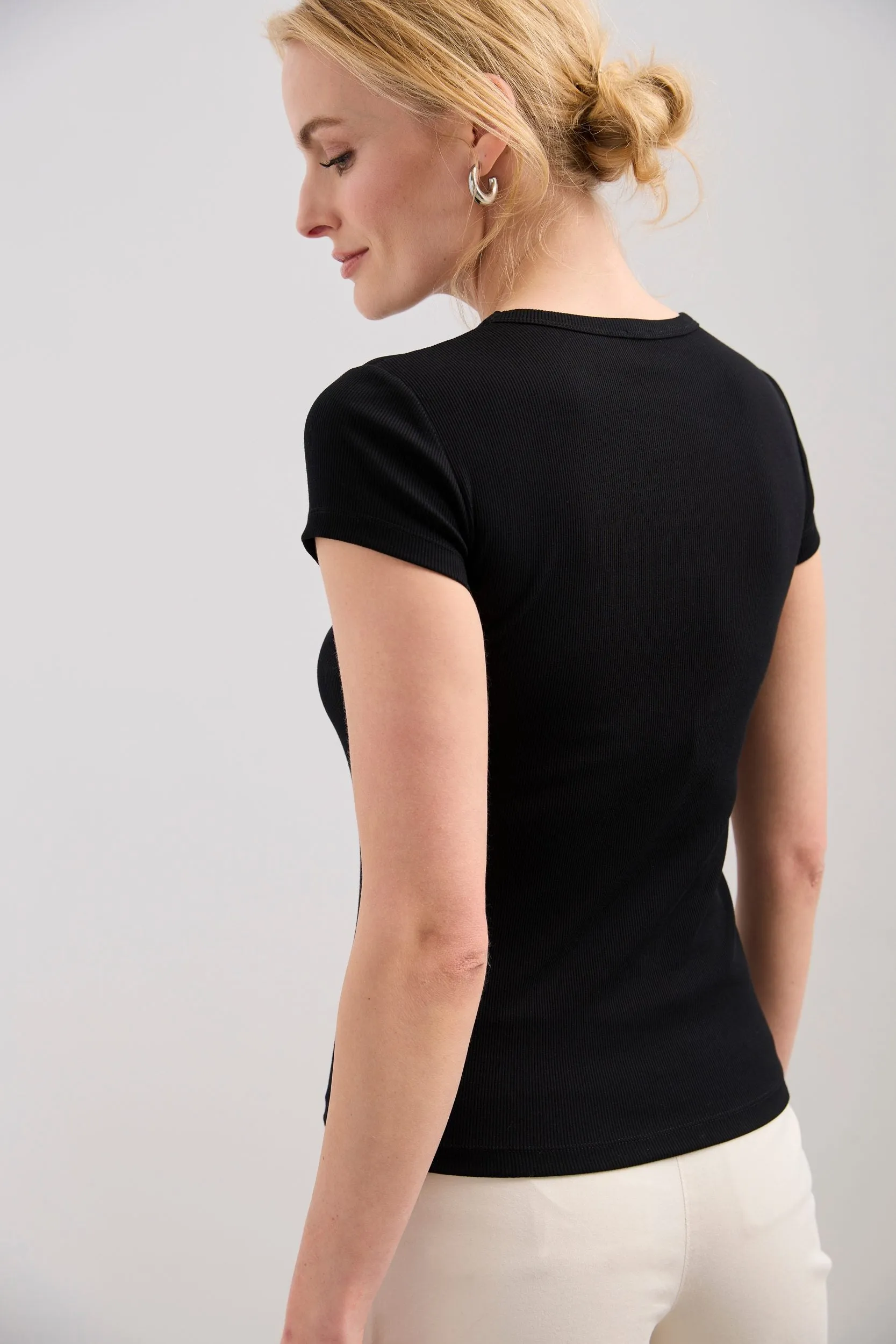 Rib t-shirt with crew neck sold by Tristan Style product image thumbnail 2