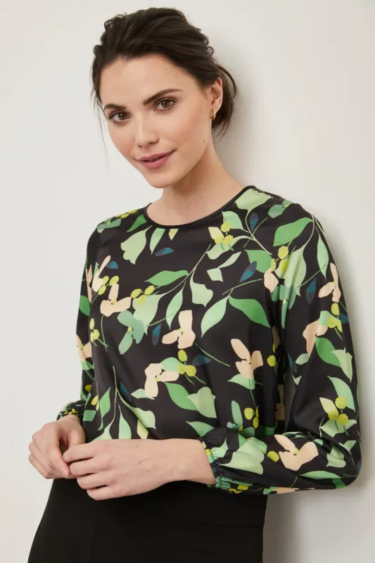 Printed blouse with puffy sleeves sold by Tristan Style