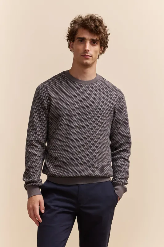 Jacquard crew neck sweater sold by Tristan Style