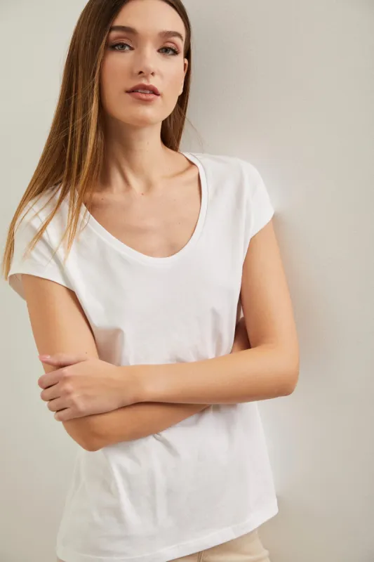 Basic U neck pima cotton t-shirt sold by Tristan Style