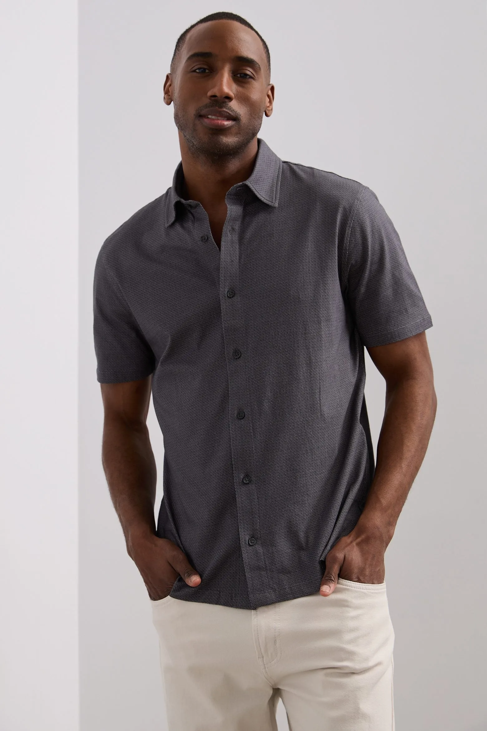 Micro pattern print jersey shirt sold by Tristan Style