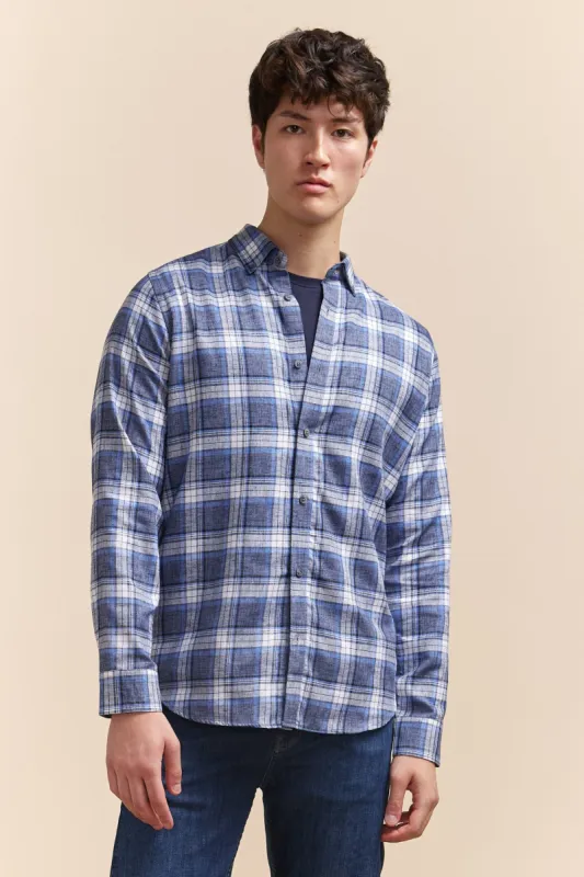Flannel look semi-fitted check shirt sold by Tristan Style