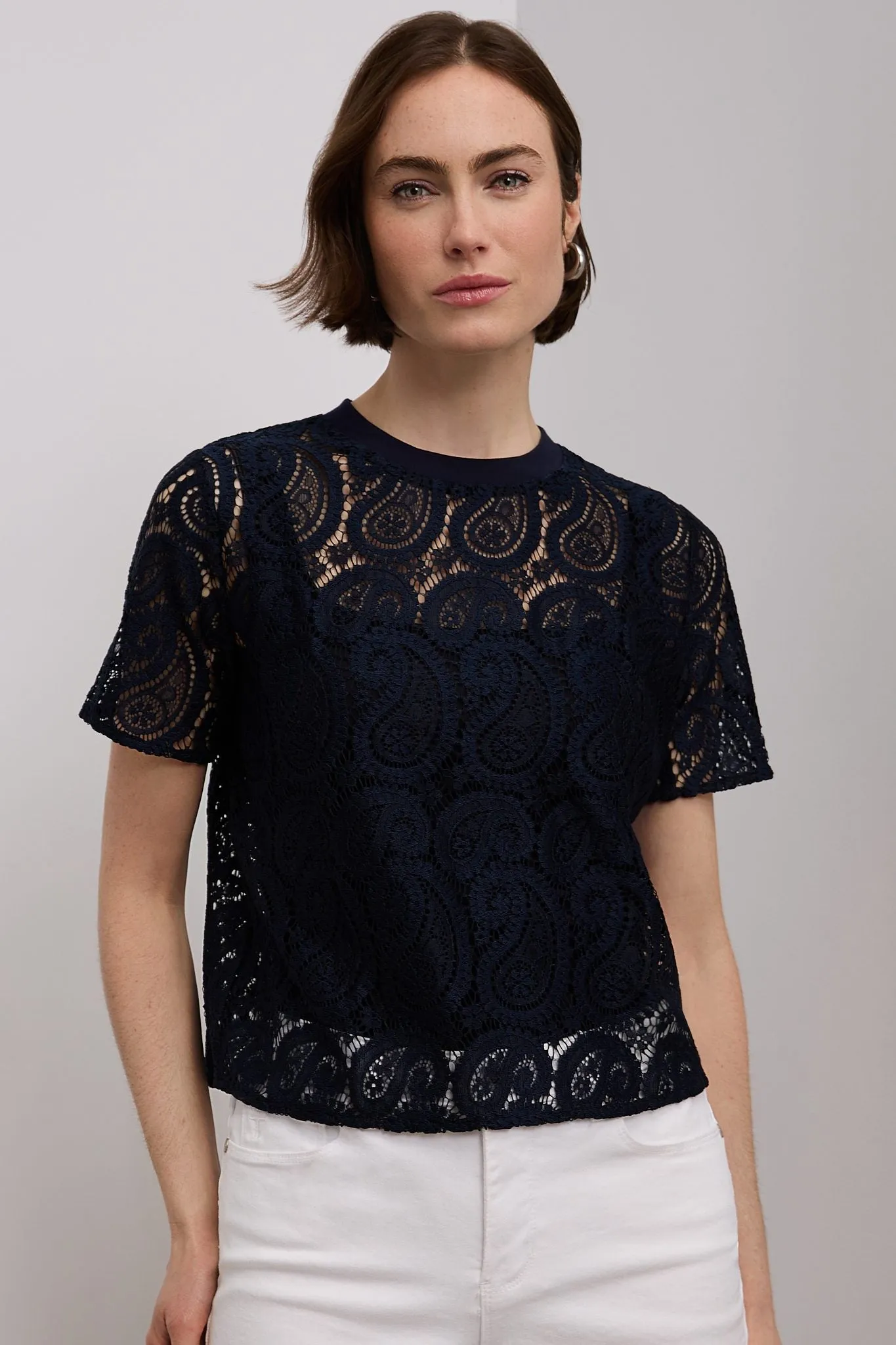Boxy lace short sleeve top sold by Tristan Style product image thumbnail 3