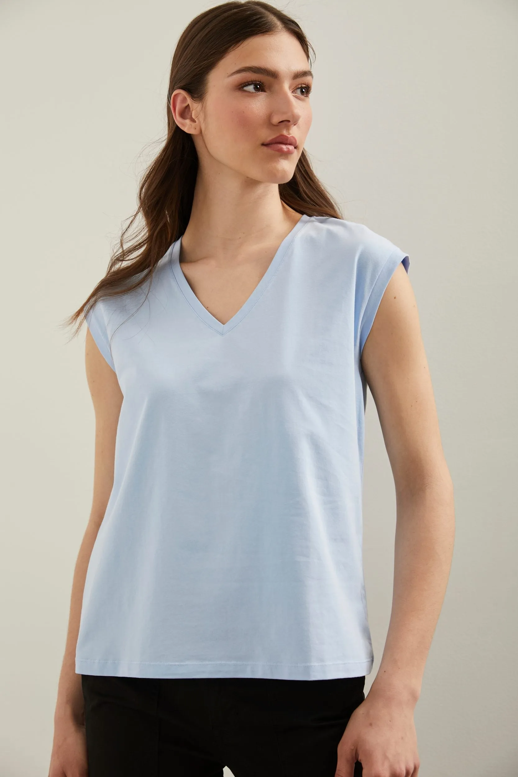 Drop shoulder V neck top sold by Tristan Style product image thumbnail 3