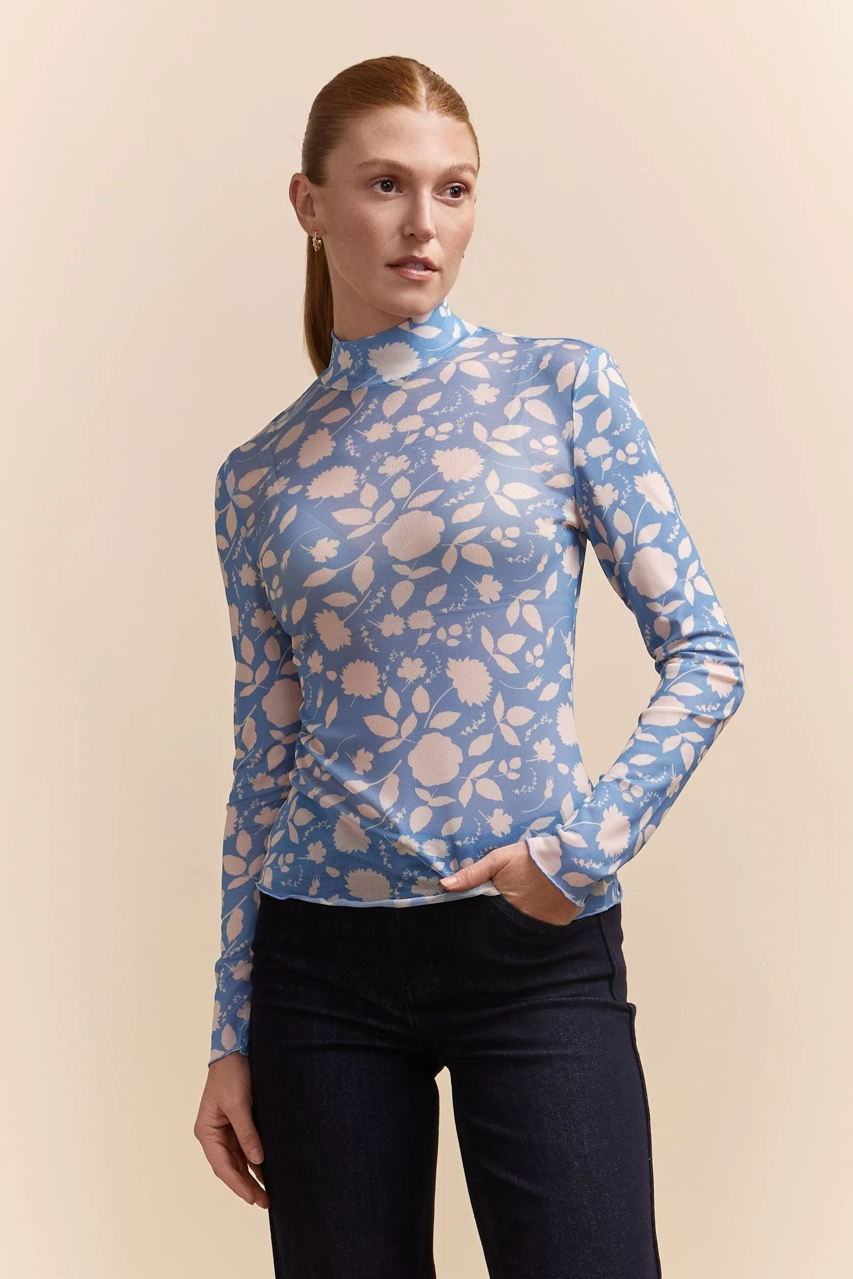 Printed Floral Mesh Top sold by Tristan Style product image thumbnail 2
