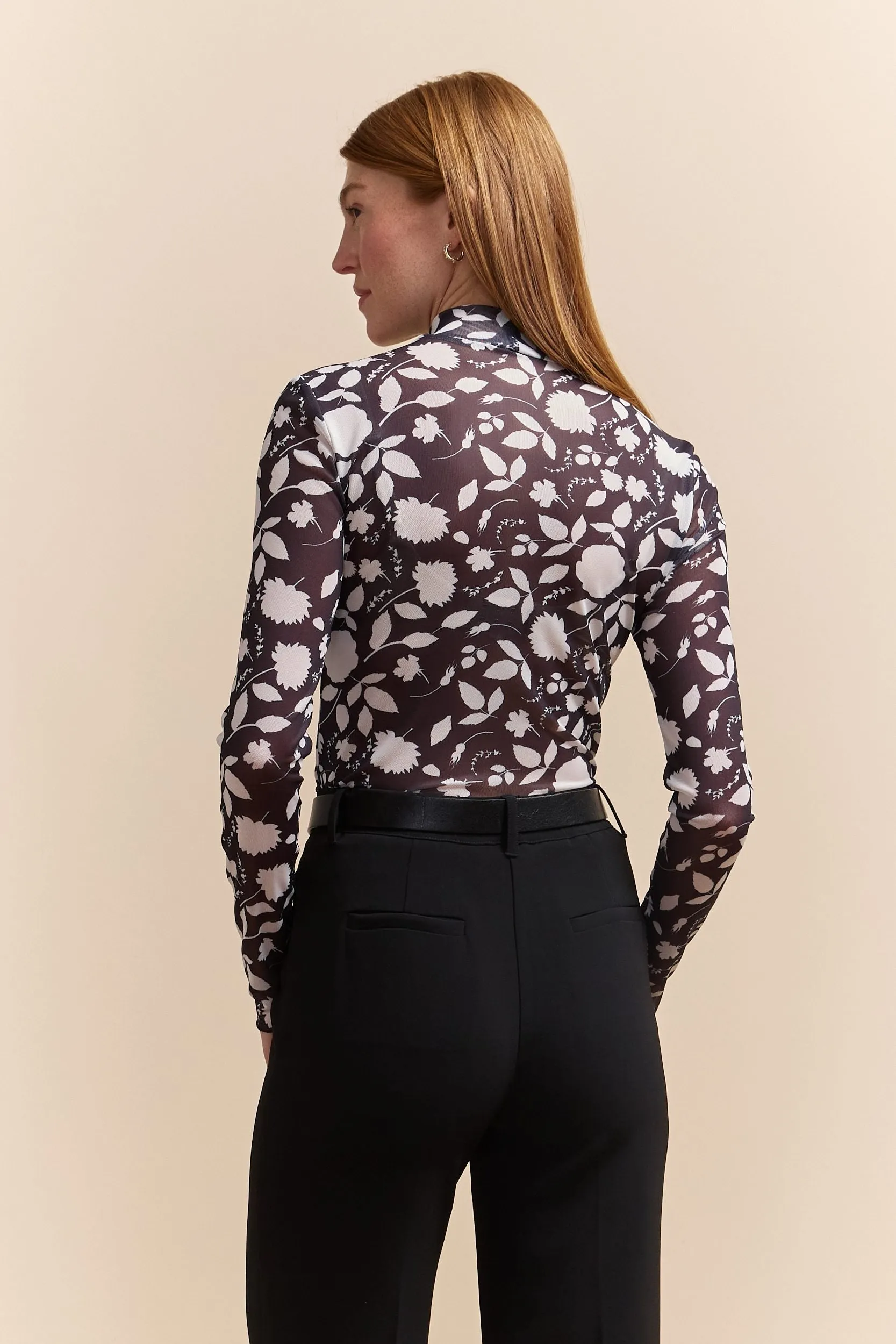 Printed Floral Mesh Top sold by Tristan Style product image thumbnail 3