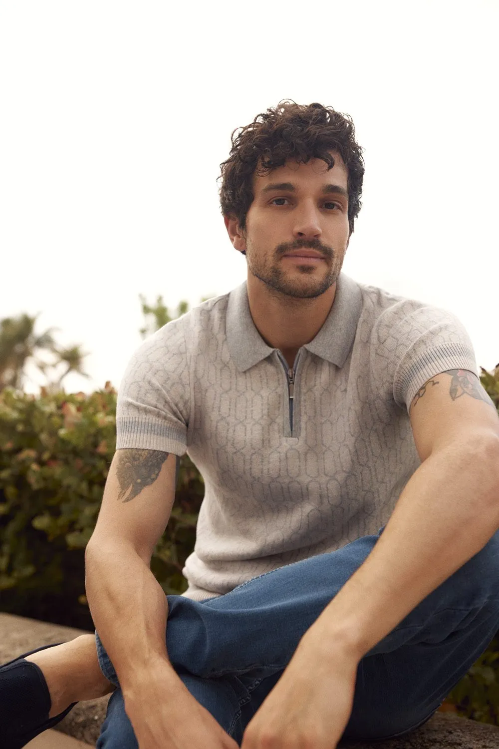 Retro jacquard knit polo sold by Tristan Style product image thumbnail 3