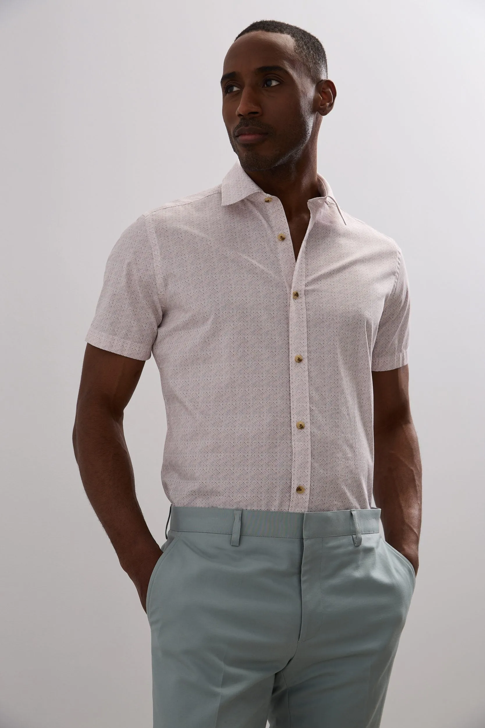 Print poplin fitted shirt sold by Tristan Style