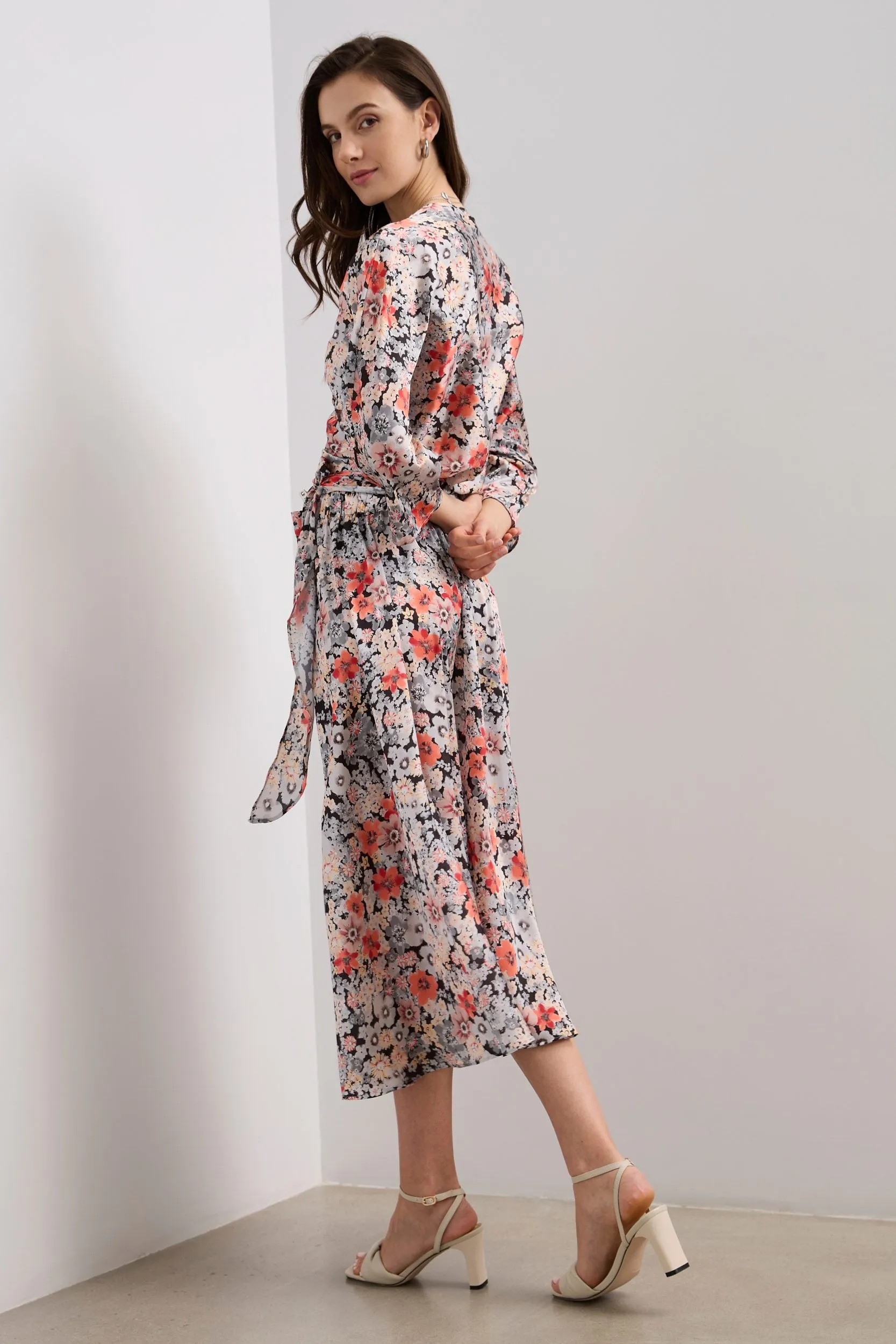 Floral printed satin skirt with elastic waist sold by Tristan Style product image thumbnail 4