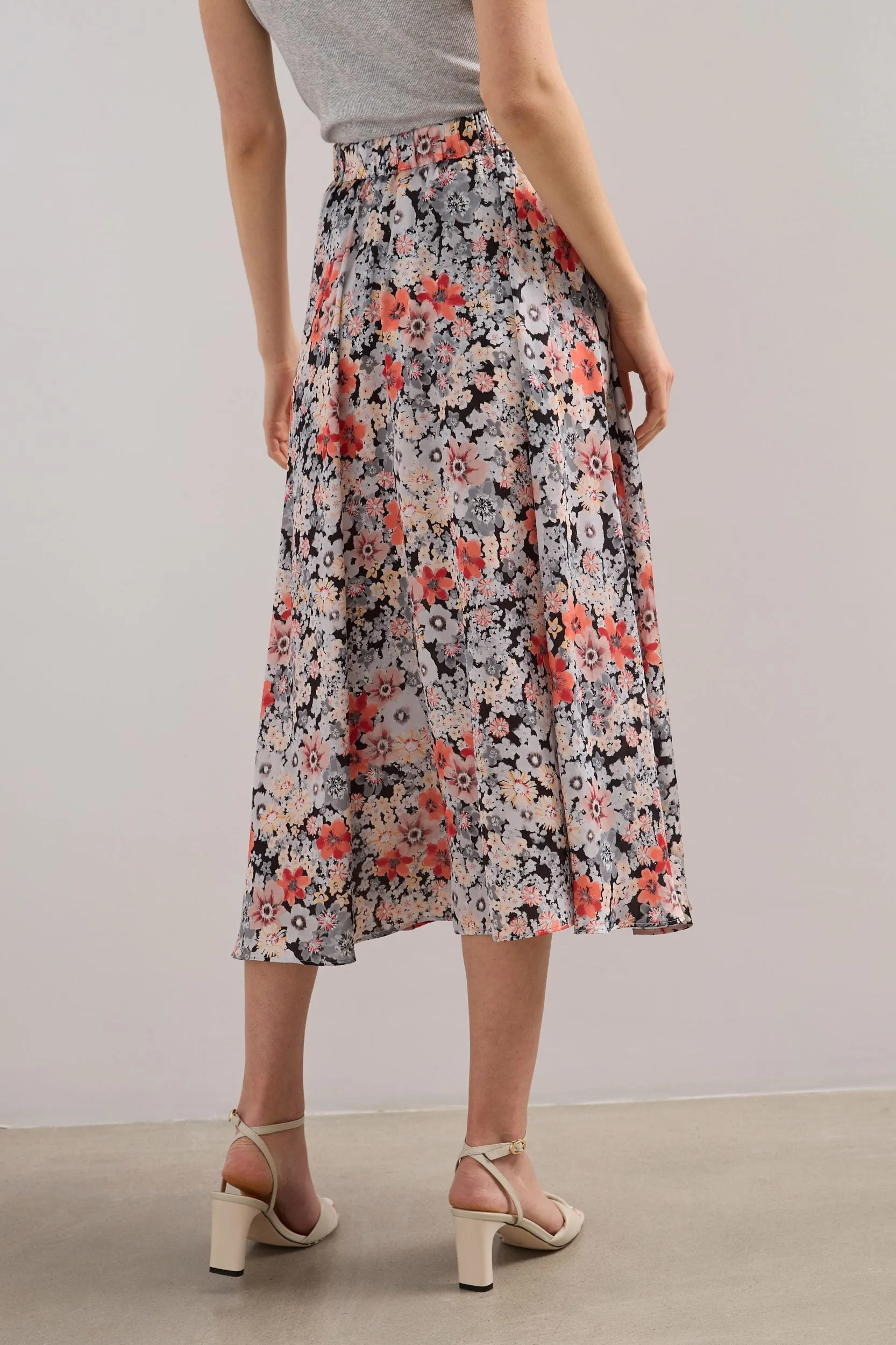 Floral printed satin skirt with elastic waist sold by Tristan Style product image thumbnail 3