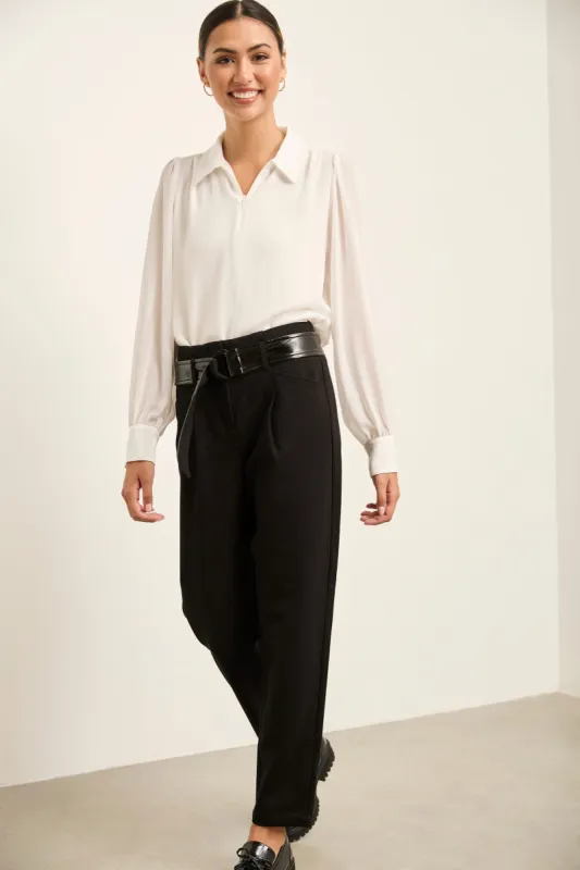 High waisted ponte pants with belt sold by Tristan Style