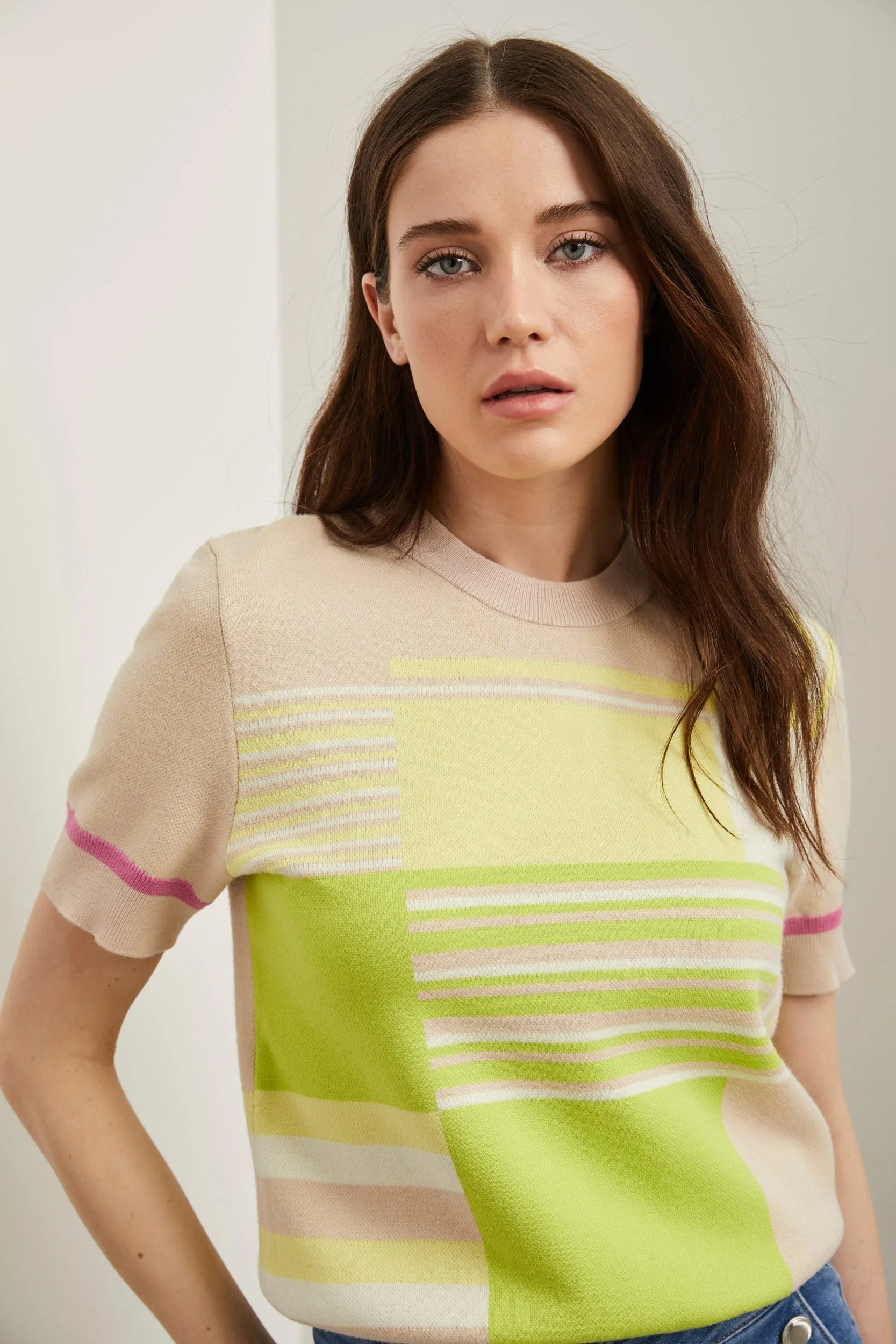 Jacquard crew neck sweater sold by Tristan Style