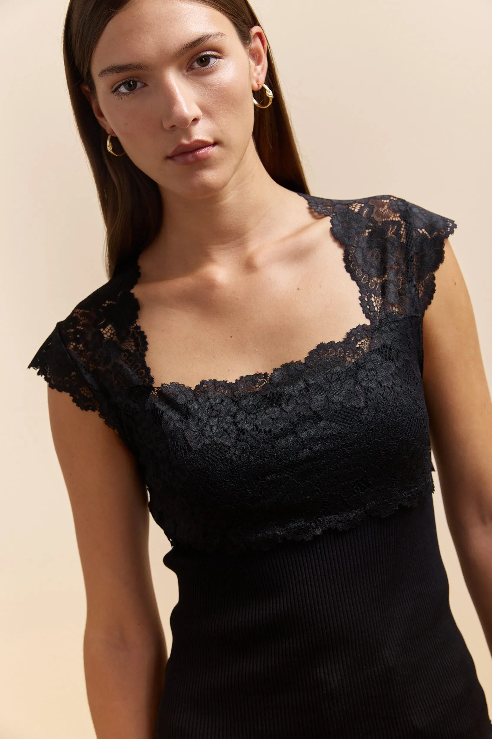 Ribbed top with lace combo sold by Tristan Style product image thumbnail 3