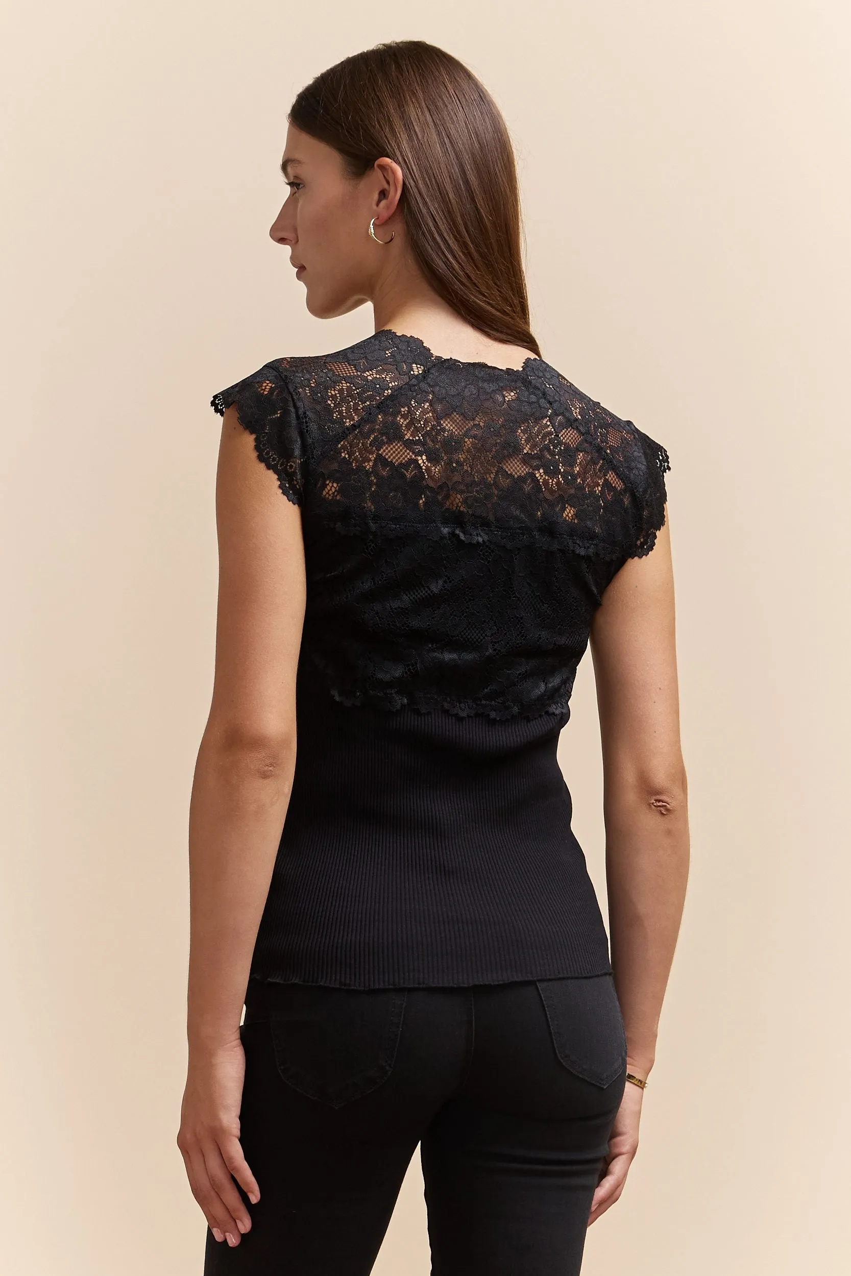 Ribbed top with lace combo sold by Tristan Style product image thumbnail 2