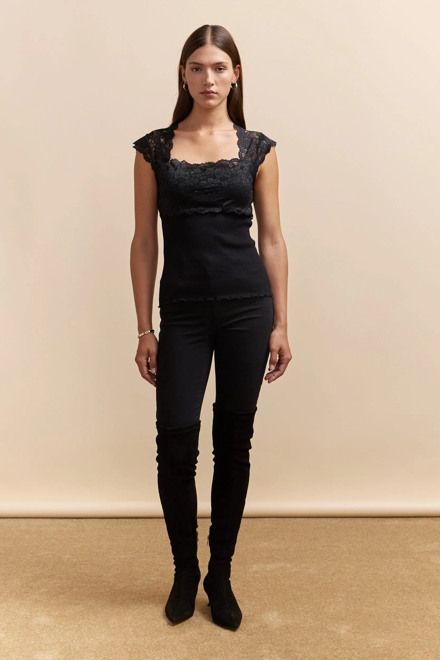 Ribbed top with lace combo sold by Tristan Style product image thumbnail 5