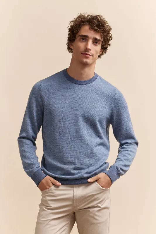 Merino wool 3 tone jacquard sweater sold by Tristan Style
