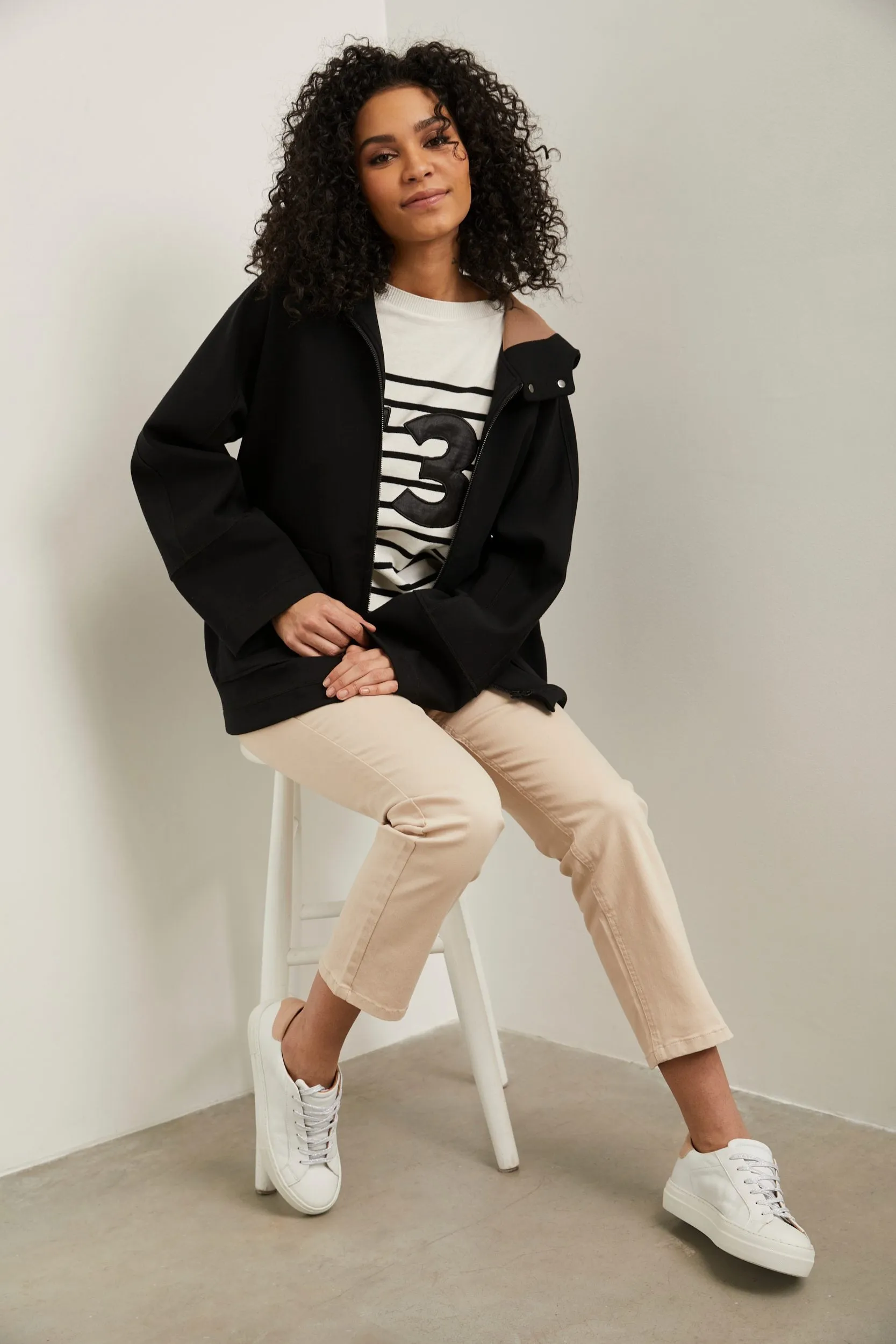 High waist crop pant with embellished button sold by Tristan Style