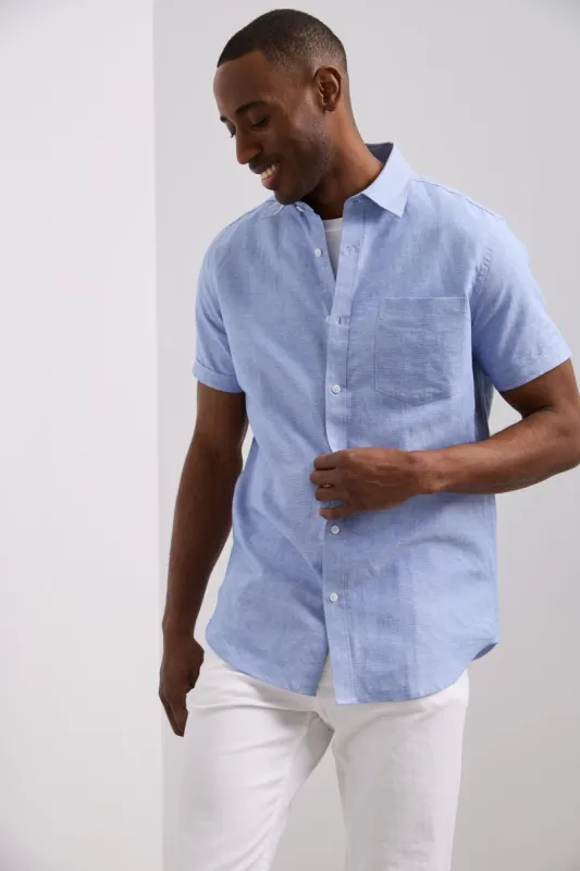 Semi-fitted linen shirt sold by Tristan Style