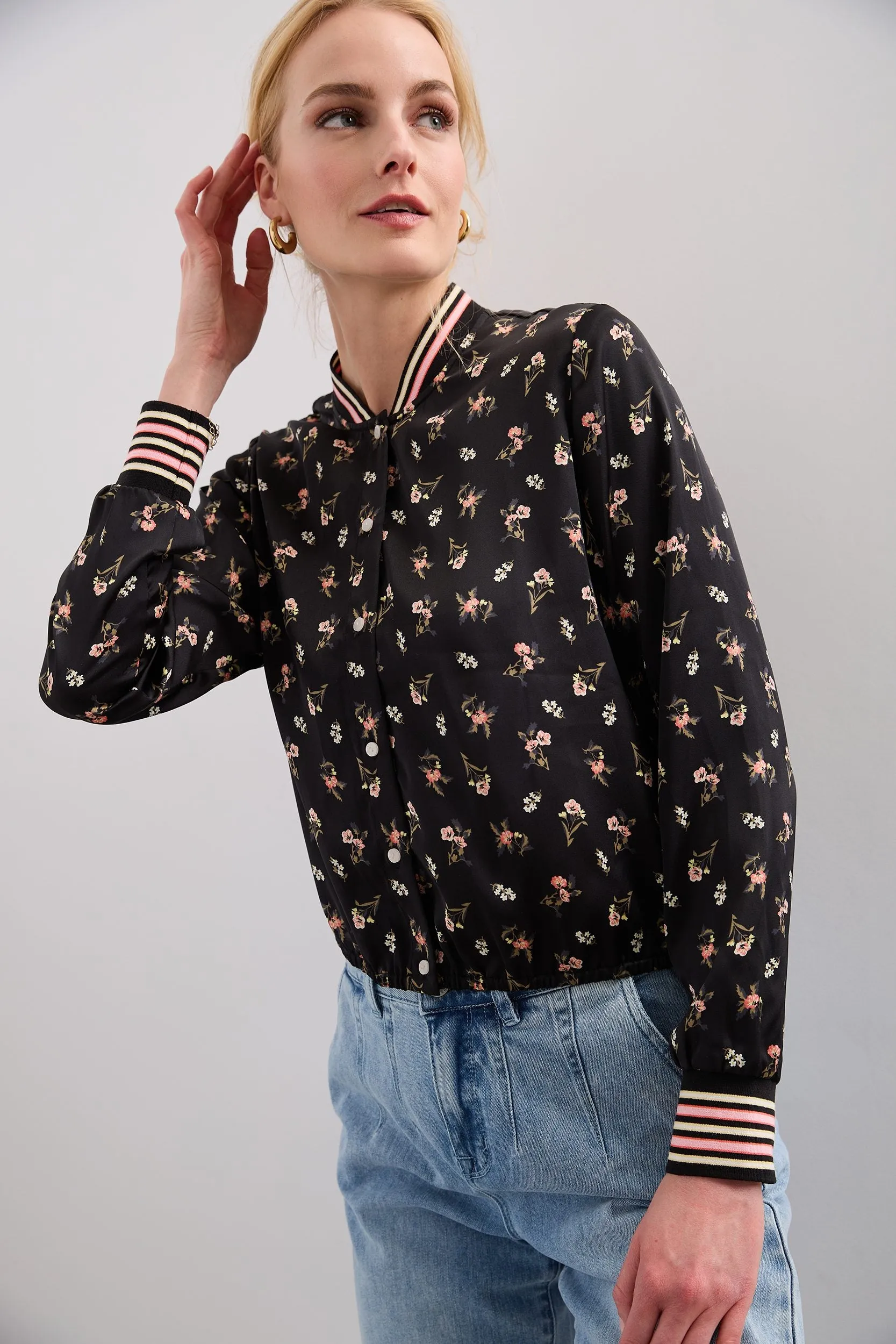 Floral print bomber jacket sold by Tristan Style