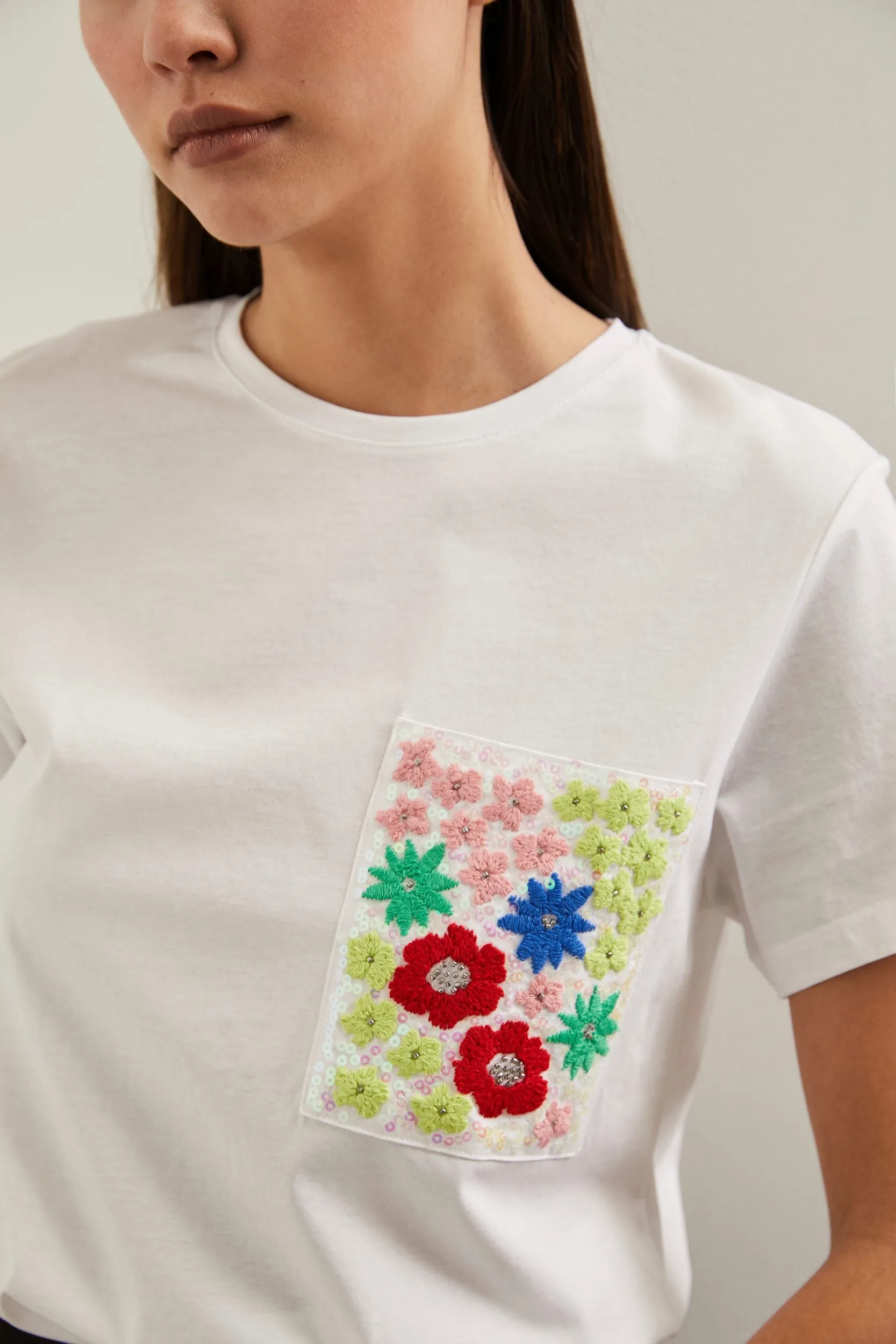 T-shirt with embellished pocket sold by Tristan Style product image thumbnail 2
