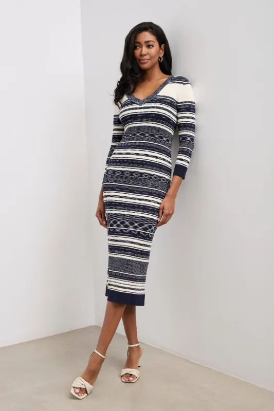 Striped rib dress sold by Tristan Style